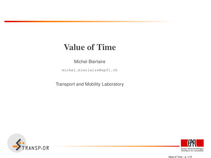value of time