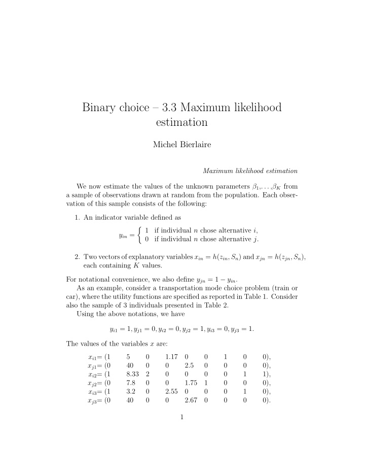 binary choice 3 3 maximum likelihood estimation