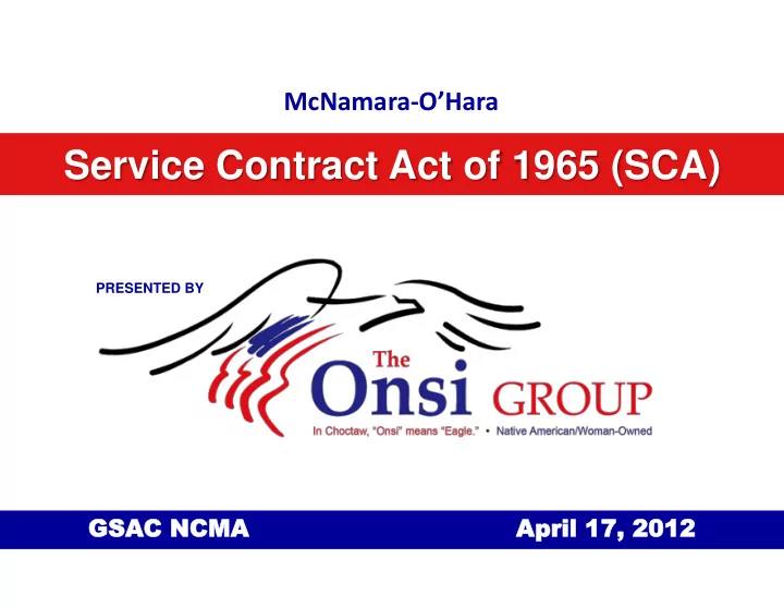 service contract act of 1965 sca