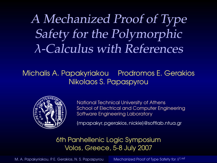 a mechanized proof of type safety for the polymorphic