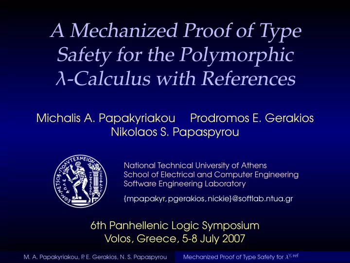 a mechanized proof of type safety for the polymorphic