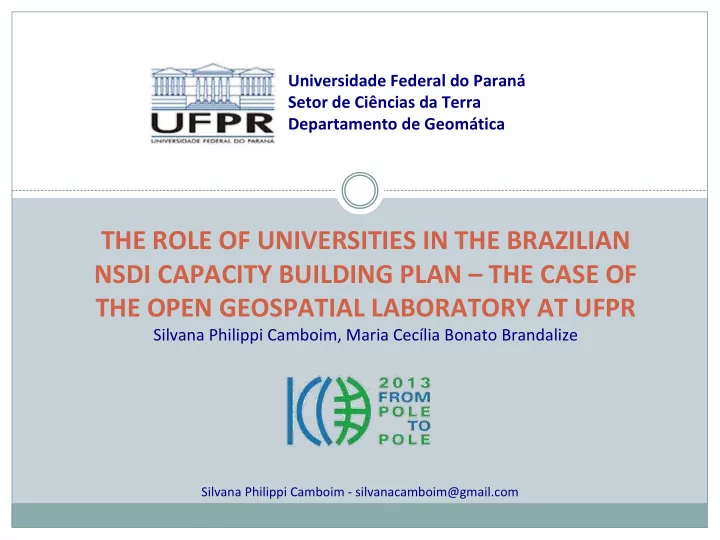 universidade federal do paran setor de ci ncias da terra