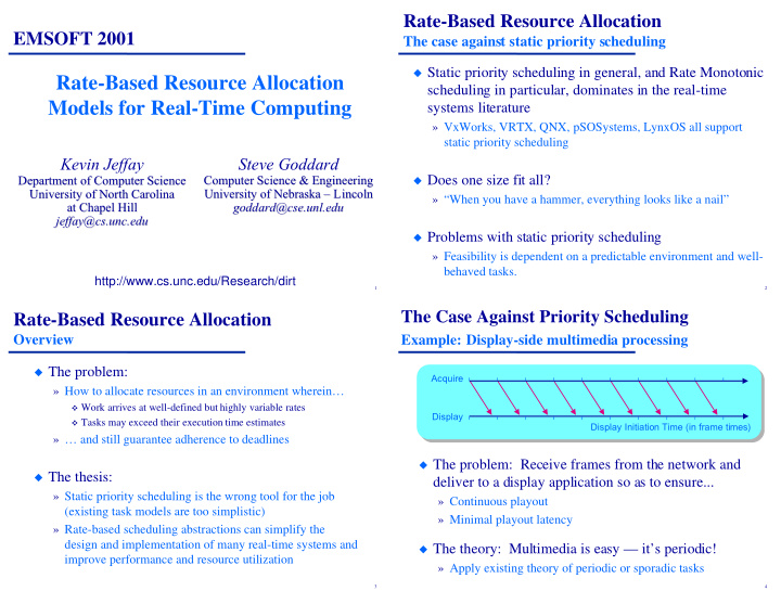 rate based resource allocation