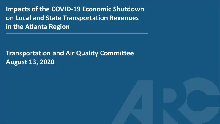 impacts of the covid 19 economic shutdown on local and