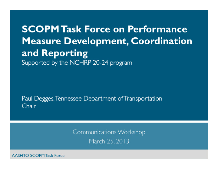 scopm task force on performance measure development