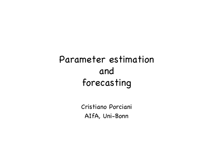 parameter estimation and forecasting