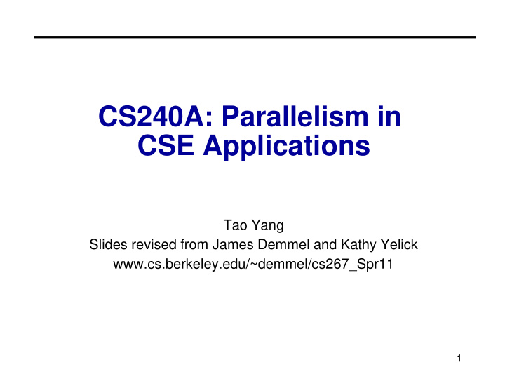 cs240a parallelism in