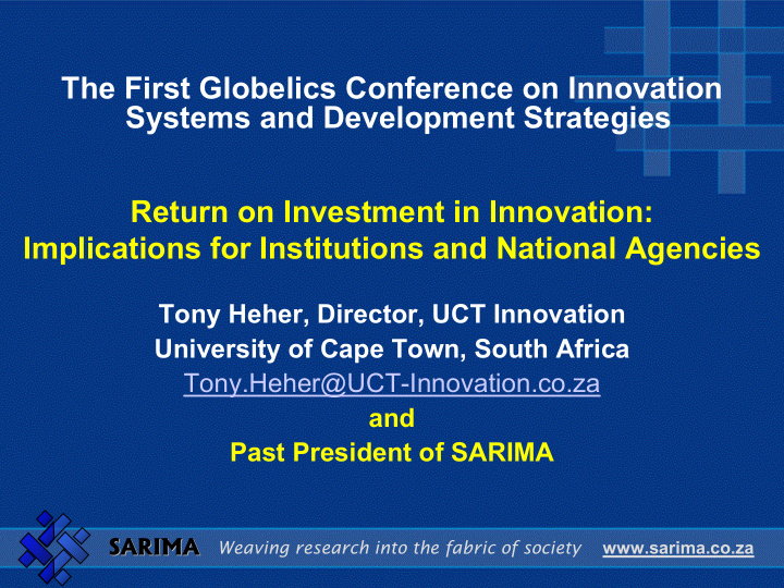 the first globelics conference on innovation systems and