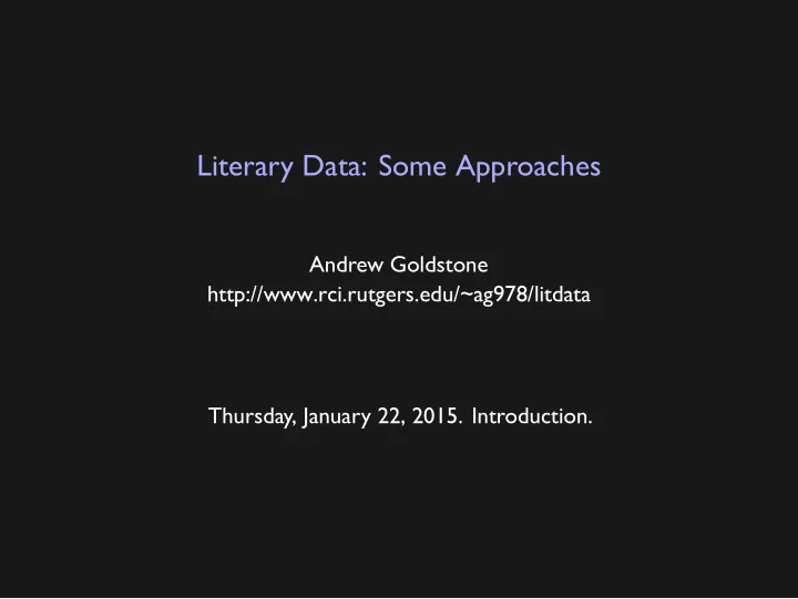 literary data some approaches