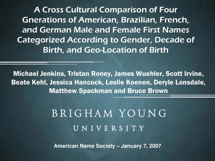 a cross cultural comparison of four gnerations of