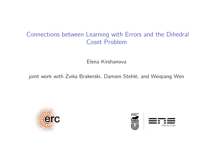 connections between learning with errors and the dihedral