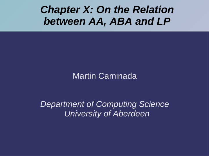 chapter x on the relation between aa aba and lp