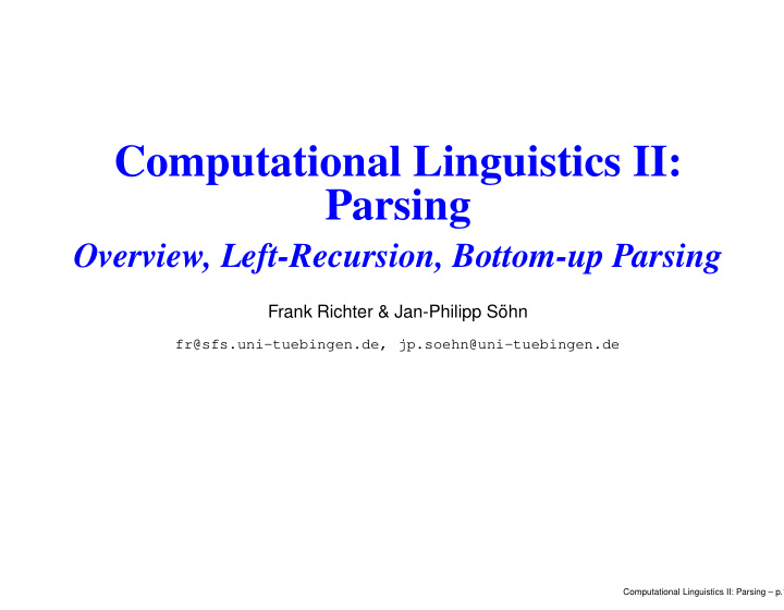 computational linguistics ii parsing