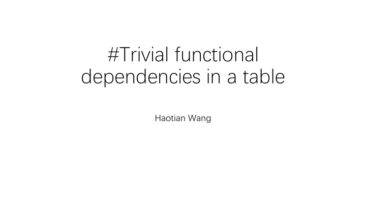 dependencies in a table