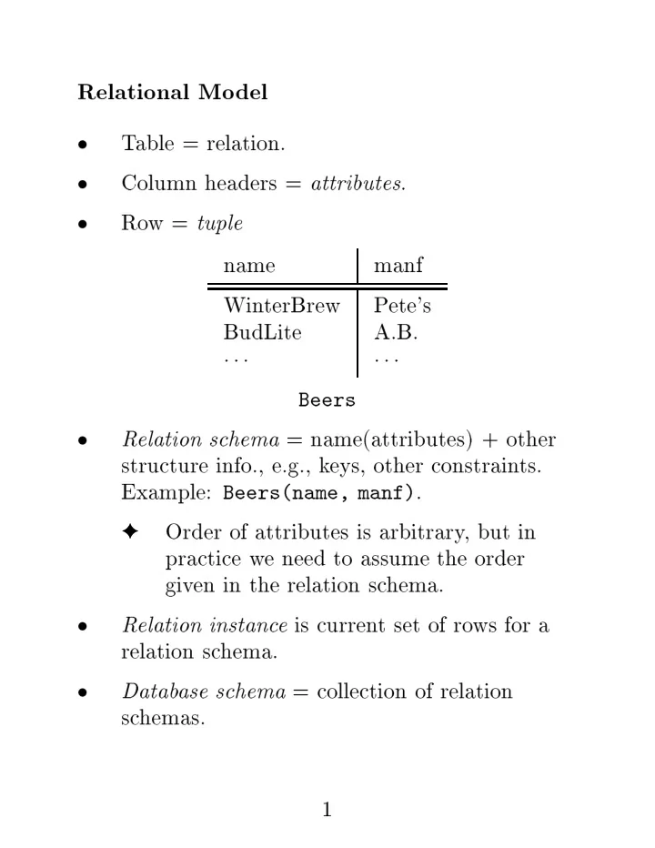 order of attributes is arbitrary but in practice w e need