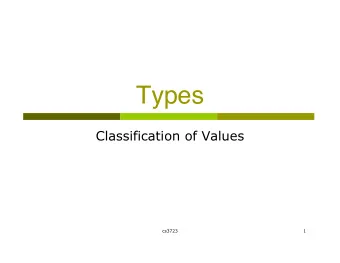Types  Classification of Values  cs3723  1  Values and Types  Basic types: types of atomic