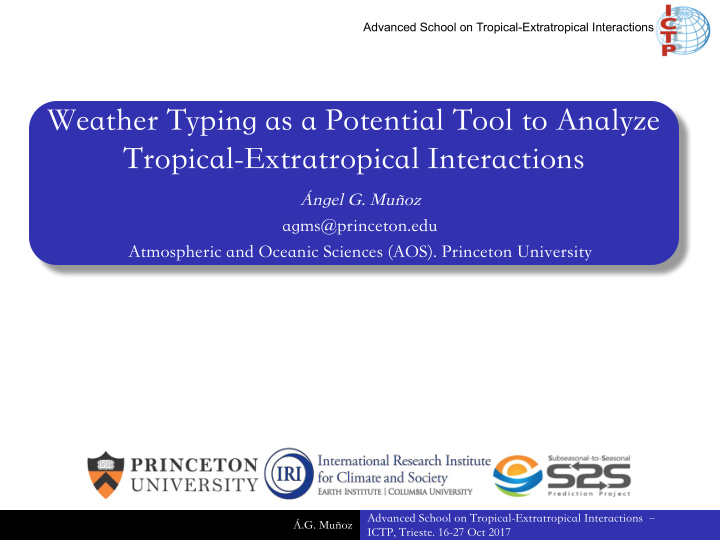weather typing as a potential tool to analyze tropical
