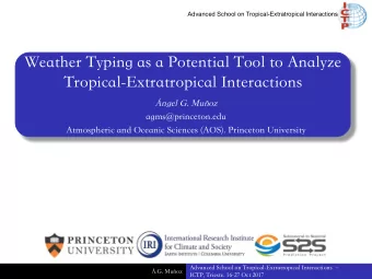 Weather Typing as a Potential Tool to Analyze  Tropical-Extratropical Interactions  ngel G.
