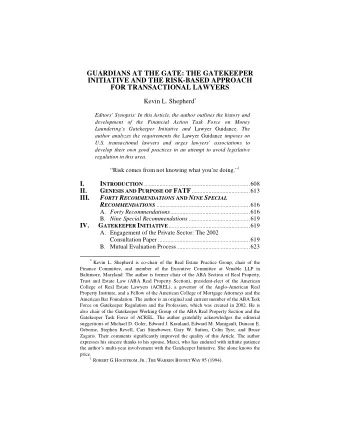 GUARDIANS AT THE GATE: THE GATEKEEPER  INITIATIVE AND THE RISK-BASED APPROACH  FOR TRANSACTIONAL