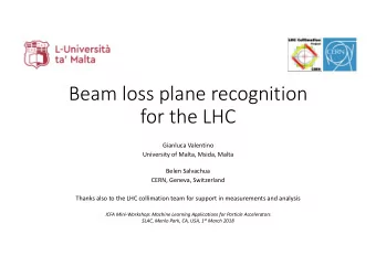 Beam loss plane recognition  for the LHC  Gianluca Valentino  University of Malta, Msida, Malta