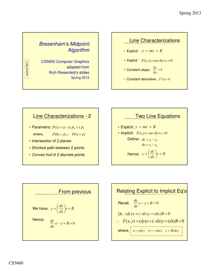 line characterizations bresenham s midpoint