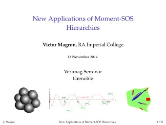 New Applications of Moment-SOS  Hierarchies Victor Magron , RA Imperial College  13 November 2014