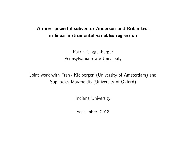 a more powerful subvector anderson and rubin test in