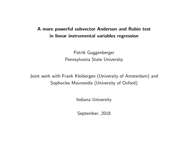 a more powerful subvector anderson and rubin test in