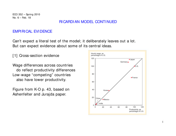 ricardian model continued empirical evidence can t expect