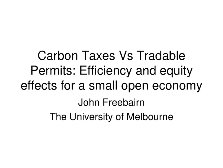 carbon taxes vs tradable permits efficiency and equity