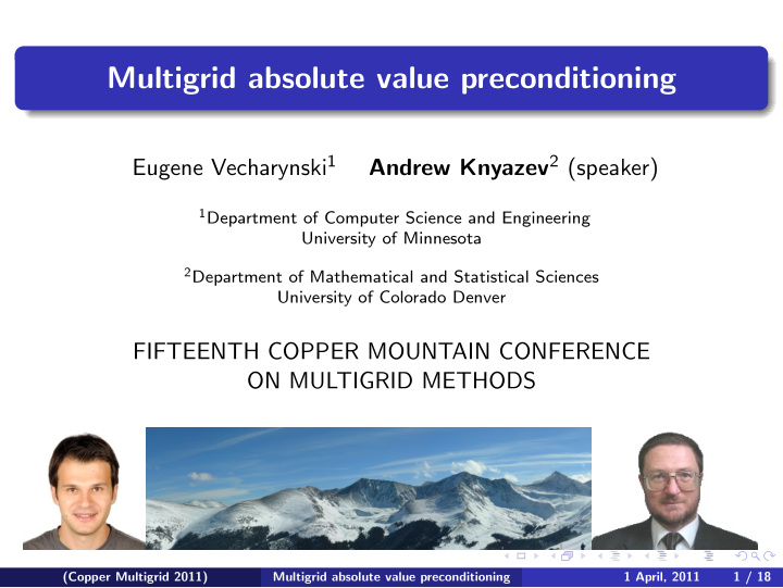 multigrid absolute value preconditioning