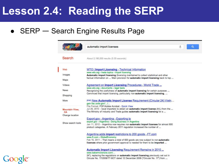 lesson 2 4 reading the serp