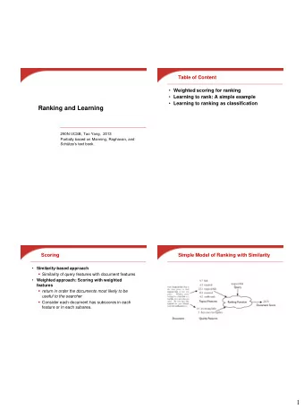 1  Similarity ranking: example  Weighted  scoring with linear  combination  A simple weighted