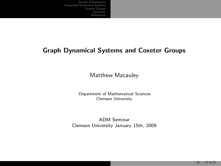graph dynamical systems and coxeter groups