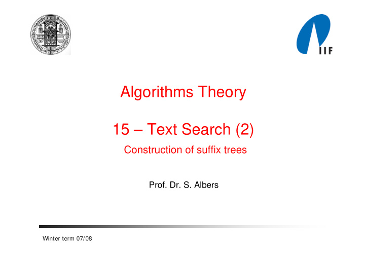 algorithms theory 15 text search 2