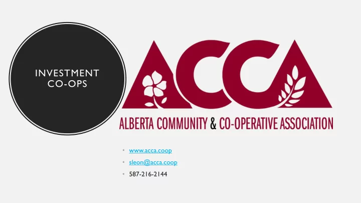investment co ops