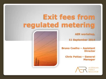 regulated metering  AER workshop,  11 September 2014 Bruno Coelho  Assistant  Director Chris