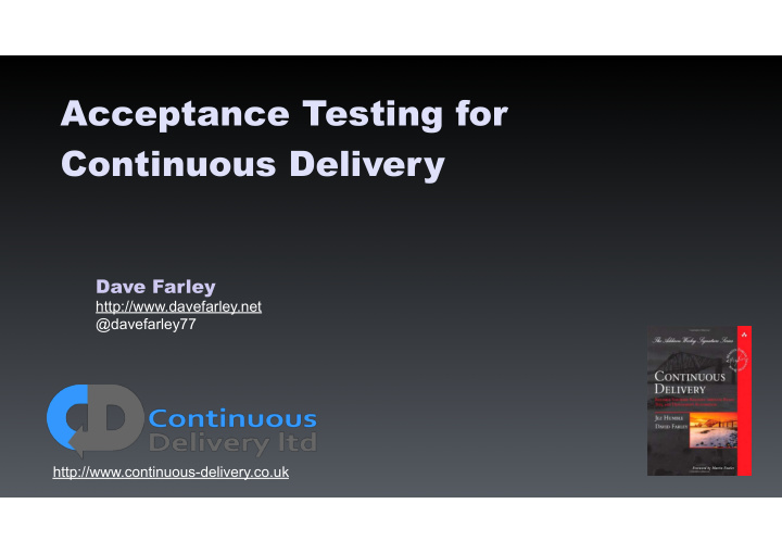 acceptance testing for continuous delivery