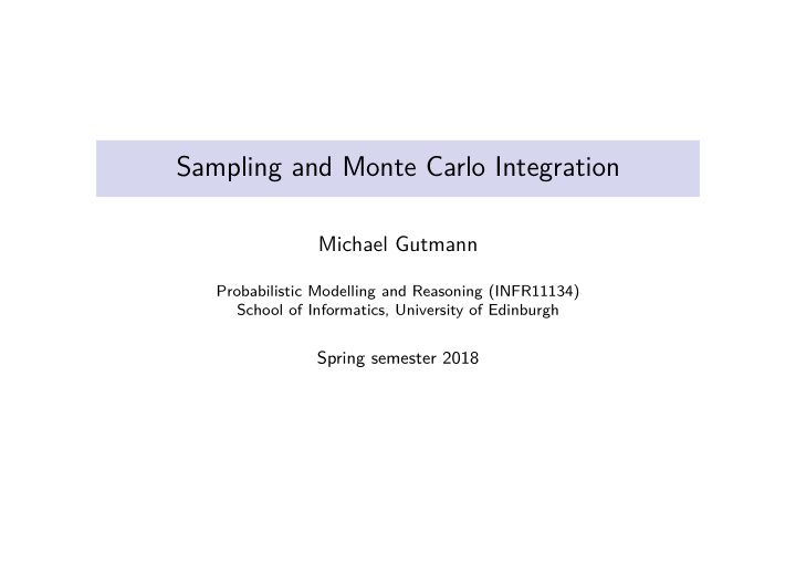 sampling and monte carlo integration
