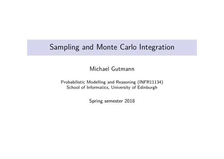 sampling and monte carlo integration