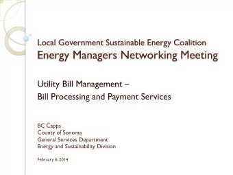 Local Government Sustainable Energy Coalition Energy Managers Networking Meeting  Utility Bill
