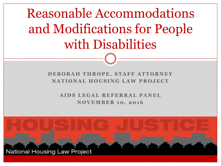 reasonable accommodations and modifications for people