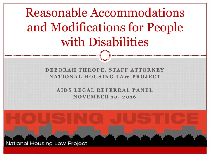 reasonable accommodations and modifications for people