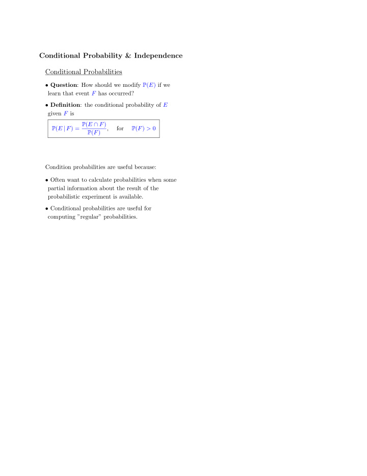conditional probability independence conditional