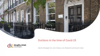 Evictions in the time of Covid-19  Martin Westgate QC, John Hobson, Jim Shepherd and Daniel Clarke