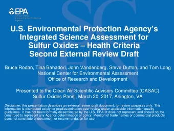 U.S. Environmental Protection Agencys  Integrated Science Assessment for  Sulfur Oxides