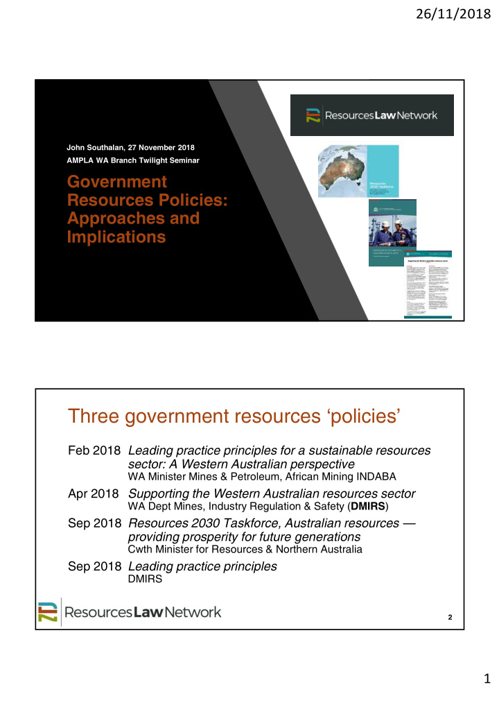 three government resources policies