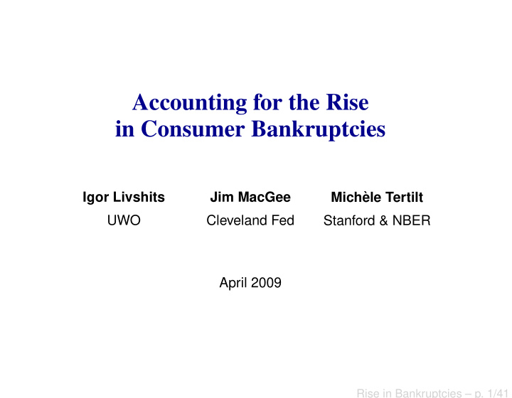 accounting for the rise in consumer bankruptcies