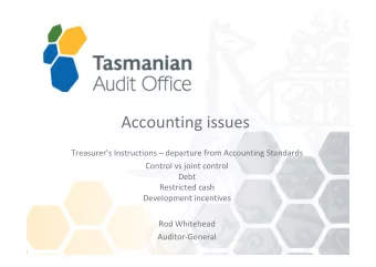 Accounting issues  Treasurer's Instructions  departure from Accounting Standards  Control vs