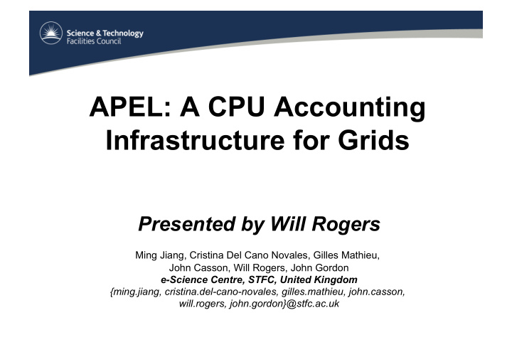 apel a cpu accounting infrastructure for grids